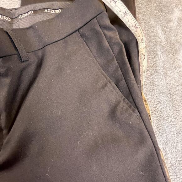 Azzuro Men’s Black Dress Pants 36 Short Wool-Touch Comfort Lined Slacks - Picture 7 of 10